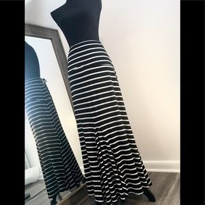 Black + White Striped Maxi Skirt